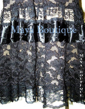 Black Lace Tube Dress / Skirt Embellished With Satin Ribbon Beige Lining S / M