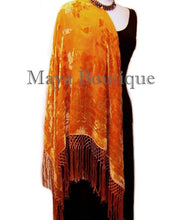 Orange Piano Shawl Wrap Scarf Silk Burnout Velvet Hand Dyed Maya Matazaro