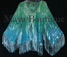 Wearable Art Velvet Kimono Jacket Hand Dyed Jade Turquoise Short Maya Matazaro