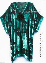 Maya Matazaro Silk Burnout Velvet Jacket Kimono Duster Teal Black No Fringe Plus