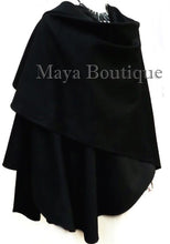 Black Cape Ruana Wrap Coat Wool Cashmere Blend by Maya Matazaro USA Made