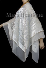 Maya Matazaro Layered Poncho Top Burnout Velvet & Chiffon Ivory Made In USA