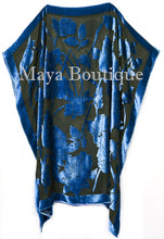 Caftan Dress Kimono Silk Burnout Velvet Blue Black Hand Dyed Maya Matazaro
