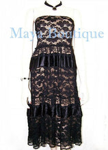 Black Lace Tube Dress / Skirt Embellished With Satin Ribbon Beige Lining S / M