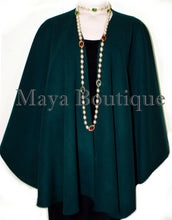 Forest Green Cape Ruana Wrap Coat Cashmere Wool Blend Maya Matazaro USA Made