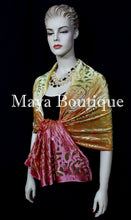 Maya Matazaro Hand Dyed Orange Gold Camellia Shawl Wrap Scarf Burnout Velvet