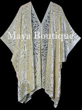 Maya Matazaro Vanilla Camellia Burnout Velvet Caftan Kimono Jacket Duster