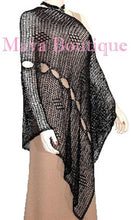 Black Crochet Poncho Top Asymmetrical Rayon-Silk Maya Matazaro One Size