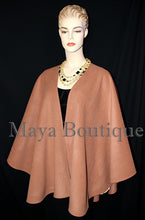 Salmon Cape Ruana Wrap Coat Cashmere Wool Blend by Maya Matazaro USA Made