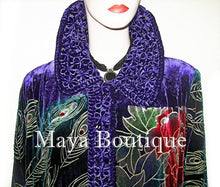 Opera Coat Duster Silk Velvet Purple Braded Collar Wearable Art 2X / 3X Maya