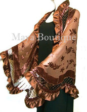 Copper Shawl Scarf Wrap Silk Burnout Velvet Triangle Ruffles Maya Matazaro