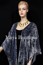 Dusk Gray Camellia Burnout Velvet Caftan Kimono Jacket Maya Matazaro Hand Dyed