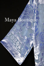 Light Blue Jacket Kimono Burnout Velvet Short No Fringe Hand Dyed Maya Matazaro