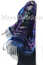Tye Dye Teal Multi Short Fringe Jacket Kimono Silk Burnout Velvet Maya Matazaro