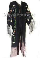 Yellow Rose Embroidered Silk Fringe Jacket Opera Coat Kimono Maya Matazaro