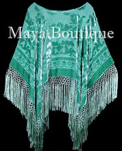 Tiffany Green Silk Burnout Velvet Poncho Top Shawl Hand Dyed Maya Matazaro
