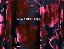 Silk Burnout Velvet Jacket Kimono Duster Red & Black No Fringe Maya Matazaro