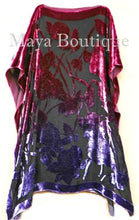 Caftan Dress Kimono Silk Burnout Velvet MAYA Dyed Stained Glass Orchid & Purple