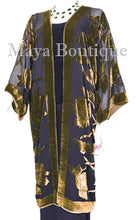 Antique Gold Long Kimono Jacket Silk Burnout Velvet No Fringe Maya Matazaro