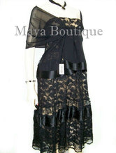 Black Chiffon Silk Scarf Wrap Sash Satin Border Maya Matazaro