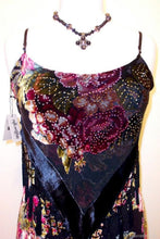 Dress Gown Black Silk Burnout Velvet Beaded Victorian Roses Maya Matazaro L