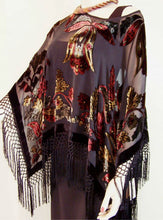 Maya Matazaro Silk Poncho Shawl Top Bohemian Burnout Velvet Made in USA