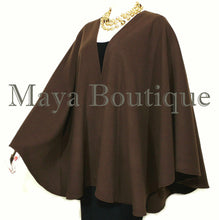 Expresso Brown Cape Ruana Wrap Coat Cashmere Wool Blend Maya Matazaro USA Made