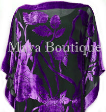 Caftan Dress Kimono Silk Burnout Velvet Purple Black Hand Dyed Maya Matazaro