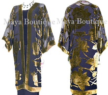 Antique Gold Long Kimono Jacket Silk Burnout Velvet No Fringe Maya Matazaro