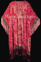 Coral Kimono Fringe Jacket Opera Coat Silk Burnout Velvet Maya Matazaro