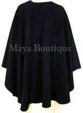 Cape Ruana Wrap Coat Black Cashmere Wool Blend USA Made Maya Matazaro