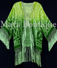 Maya Matazaro Greenery Ombre Burnout Velvet Kimono Jacket Hand Dye Wearable Art