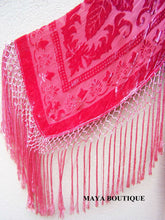 Wearable Art Burnout Velvet Fringe Jacket Hand Dyed Coral & Orchid Maya Matazaro