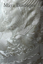 Ivory Flamenco Embroidered Silk Piano Shawl Wrap Flowers & Birds 88" Maya