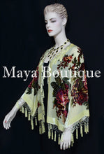Victorian Rose Jacket Short Kimono Beaded Silk Velvet Vanilla Maya Matazaro