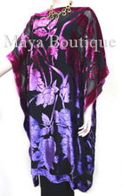 Caftan Dress Kimono Silk Burnout Velvet MAYA Dyed Stained Glass Orchid & Purple
