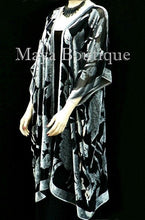 Maya Matazaro Silk Burnout Velvet Opera Coat Kimono Silver Black No Fringe USA