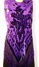Silk Piano Shawl Wrap Scarf Burnout Velvet Purple Maya Shawl