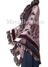 Chocolate Shawl Scarf Wrap Silk Burnout Velvet Triangle Ruffles Maya Matazaro