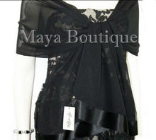 Black Chiffon Silk Scarf Wrap Sash Satin Border Maya Matazaro