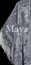 Silver Gray Fringe Jacket Kimono Duster Silk Burnout Velvet Maya Matazaro Plus