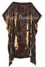 Caftan Dress Kimono Silk Burnout Velvet Copper Brown Hand Dyed Maya Matazaro