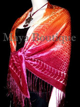 Hand Dyed Shawl Burnout Velvet Triangle Fuchsia & Coral Maya Matazaro