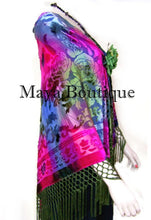 Silk Wrap Scarf Piano Shawl Burnout Velvet Tye Dye Pink Multi Maya Matazaro
