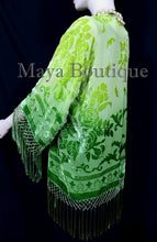 Maya Matazaro Greenery Ombre Burnout Velvet Kimono Jacket Hand Dye Wearable Art