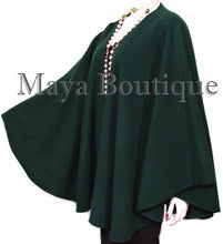 Forest Green Cape Ruana Wrap Coat Cashmere Wool Blend Maya Matazaro USA Made