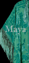 Maya Matazaro Tiffany Mint Fringe Jacket Kimono Duster Silk Burnout Velvet Plus