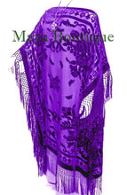 Purple Silk Burnout Velvet Caftan Dress Duster Fringe Kimono Maya Matazaro USA
