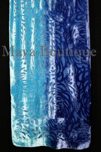Maya Matazaro Hand Dyed Turquoise Blue Camellia Shawl Wrap Scarf Burnout Velvet