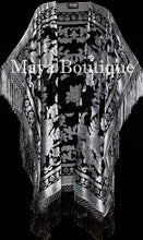 Silver Gray Caftan Duster Fringe Jacket Kimono Burnout Velvet Maya Matazaro